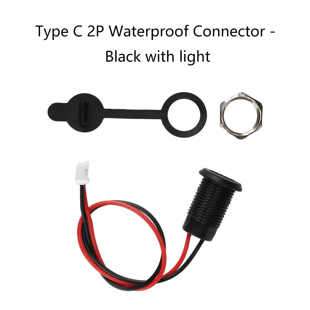 2Pin Female Connector Wire LED light USB Type-c Direct Compression Female Base Waterproof Socket With Welding Charging Interface