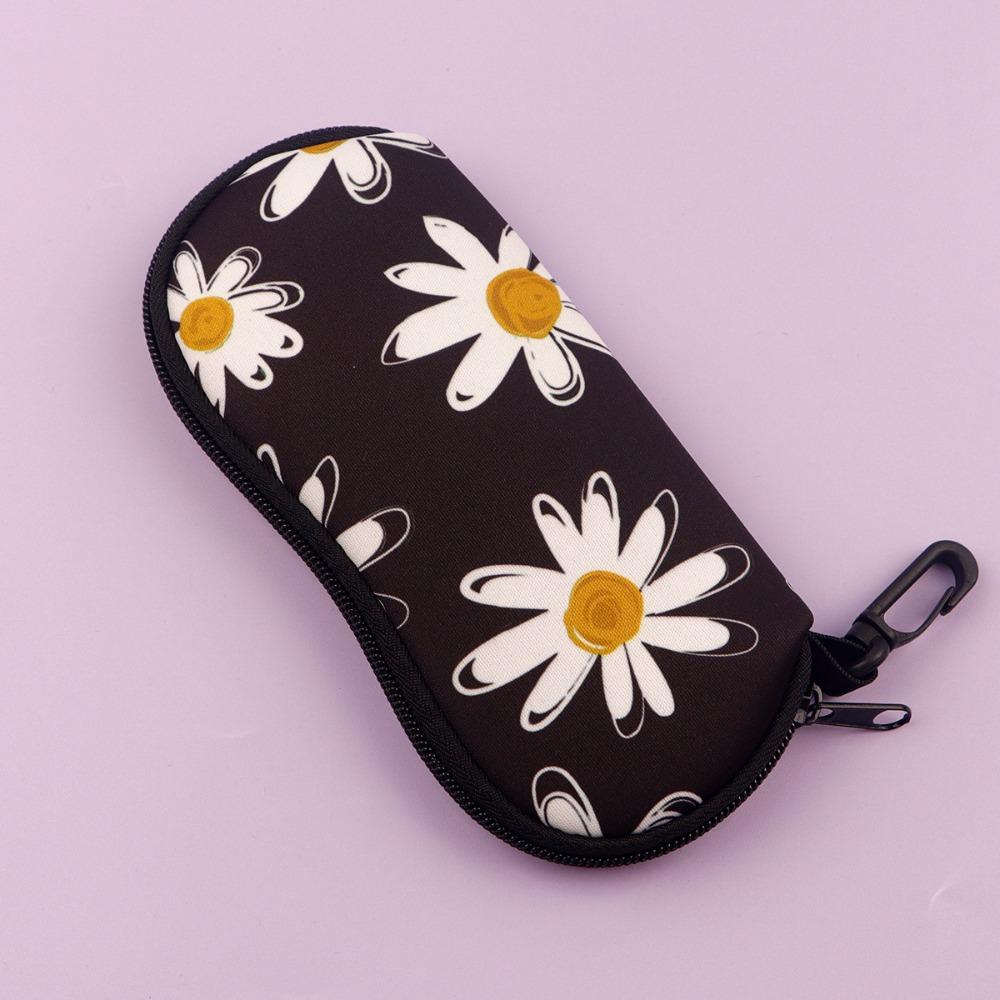 1PC Floral Glasses Case Portable Soft Zipper Sunglasses Storage Bag With Hook Anti‑scratch Eyeglasses Protective Pouch For Women