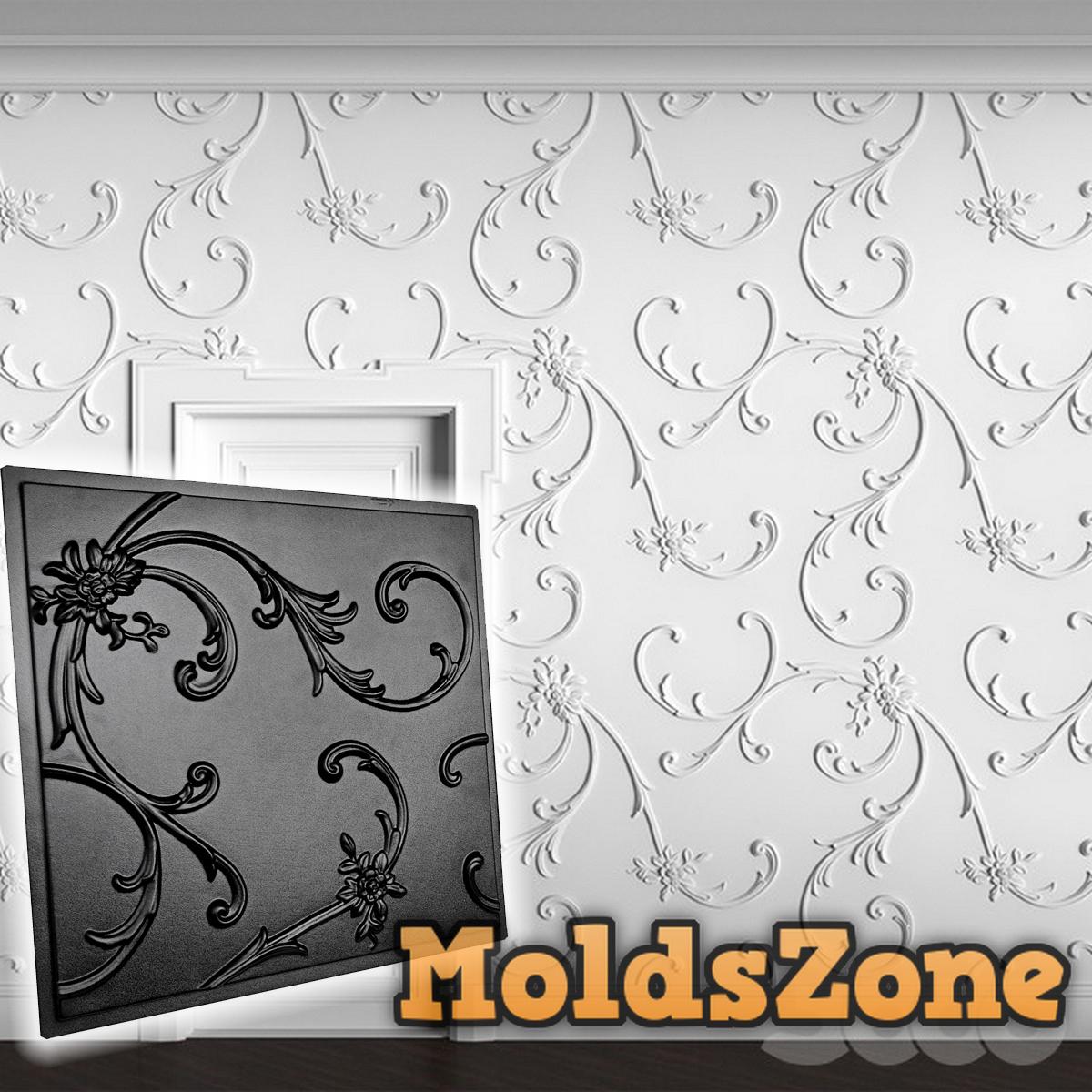 

3D стінова панель Форма для гіпсової, гіпсової або бетонної плитки для декоративних стінових панелей «Вензелі» чорний