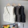 Soft Waxy and Light Short V-neck Down Vest with Coat Inside, White Duck Down Warm Vest Stacked Vest