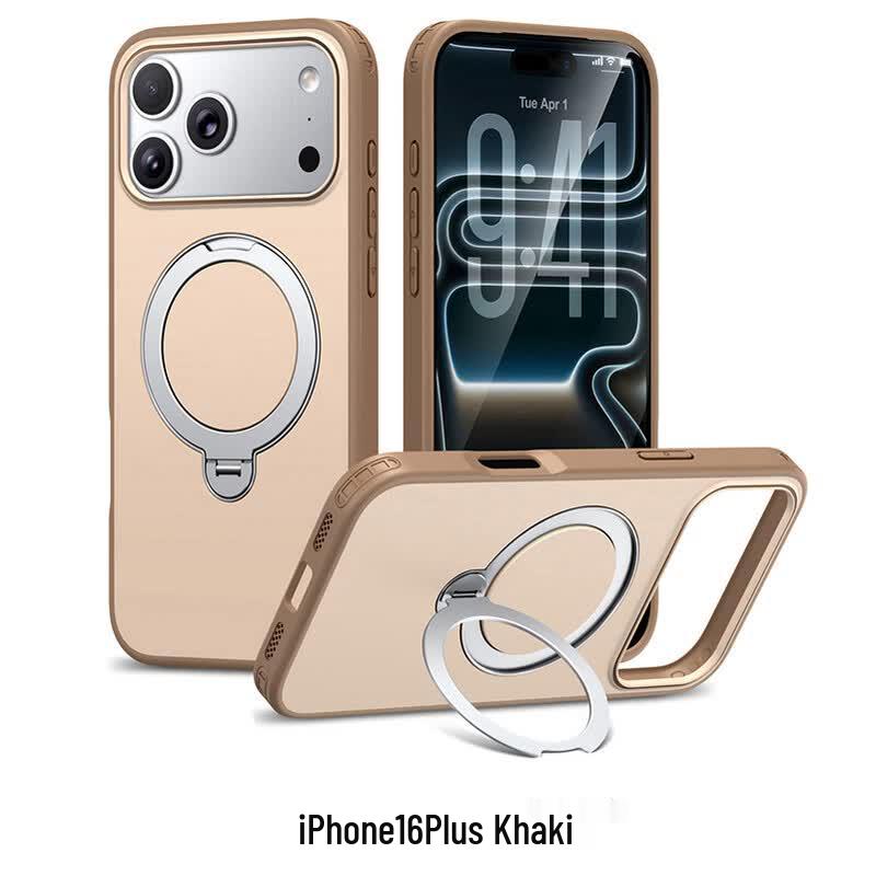 CAXITON Чехол-накладка с магнитным держателем для iPhone 16 Plus, с покрытием, имитирующим кожу