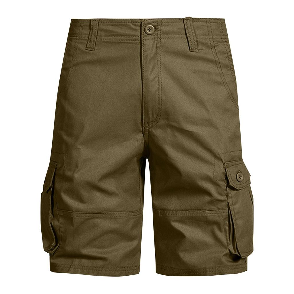 Men's Summer Multi-Pocket Cargo Shorts Men's Casual Fashion Solid Color Loose Cargo Shorts