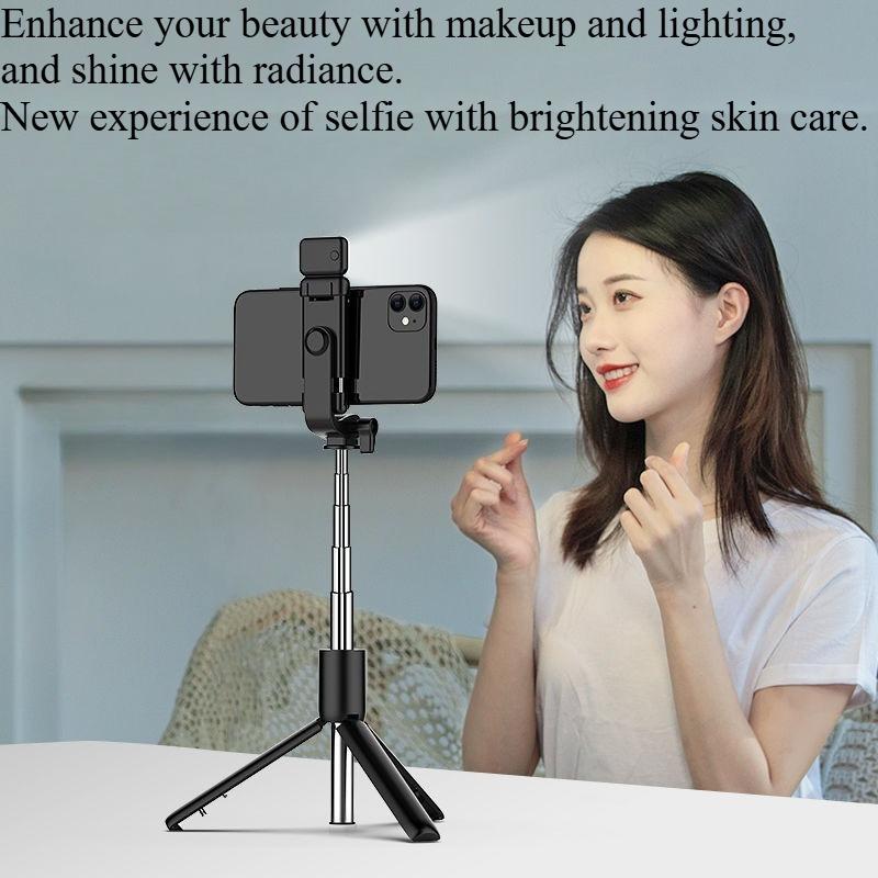 1PC R1 series mobile phone Bluetooth selfie stick fill light live broadcast shooting portable integrated telescopic tripod