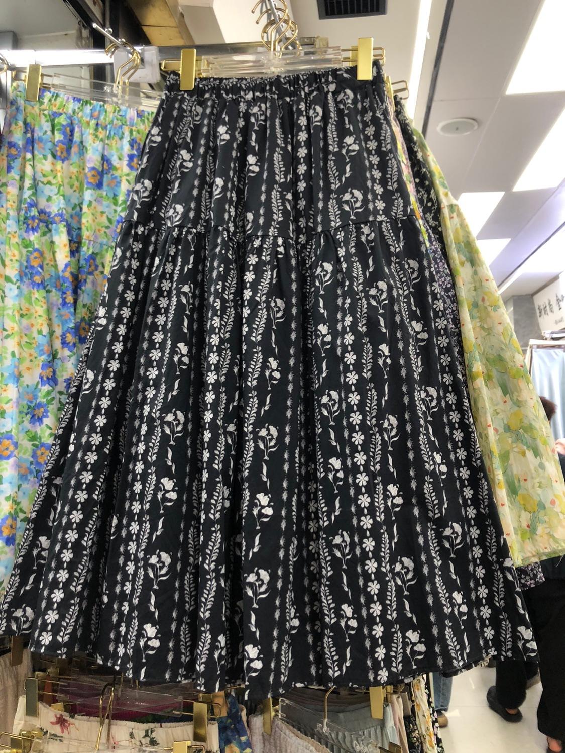 

Юбка с цветочным узором, женская весенняя одежда 2025 года, весна и лето, новая юбка А-образного силуэта с высокой талией, средней длины, драпированная, ретро, нежная юбка one size fits all