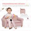 Children's Sofa, Two-Seater for Children 3-5 Years, Storage Space, Natural Wood Frame, 84 x 41.5 x 48.5cm, Pink