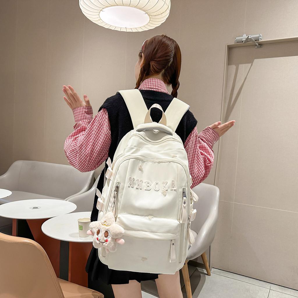 College Fashion Womens Nylon Backpack With Splicing Design And Inner Organizer For Travel