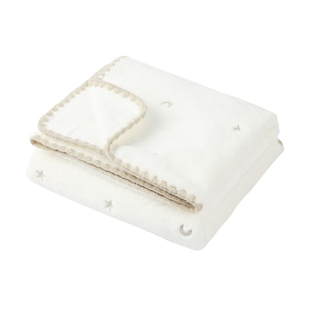 

Hugmuu Фланелевая марля для младенцев 3 Предотвращает простуду, милый белый x серый плед, размеры, теплый, для сна, (70x100см, Звезда)