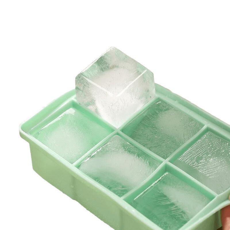 Silicone Large Ice Cube Tray Mold with Lid Flexible Easy Release Square Ice Maker for Whiskey Cocktail Juice Cooling