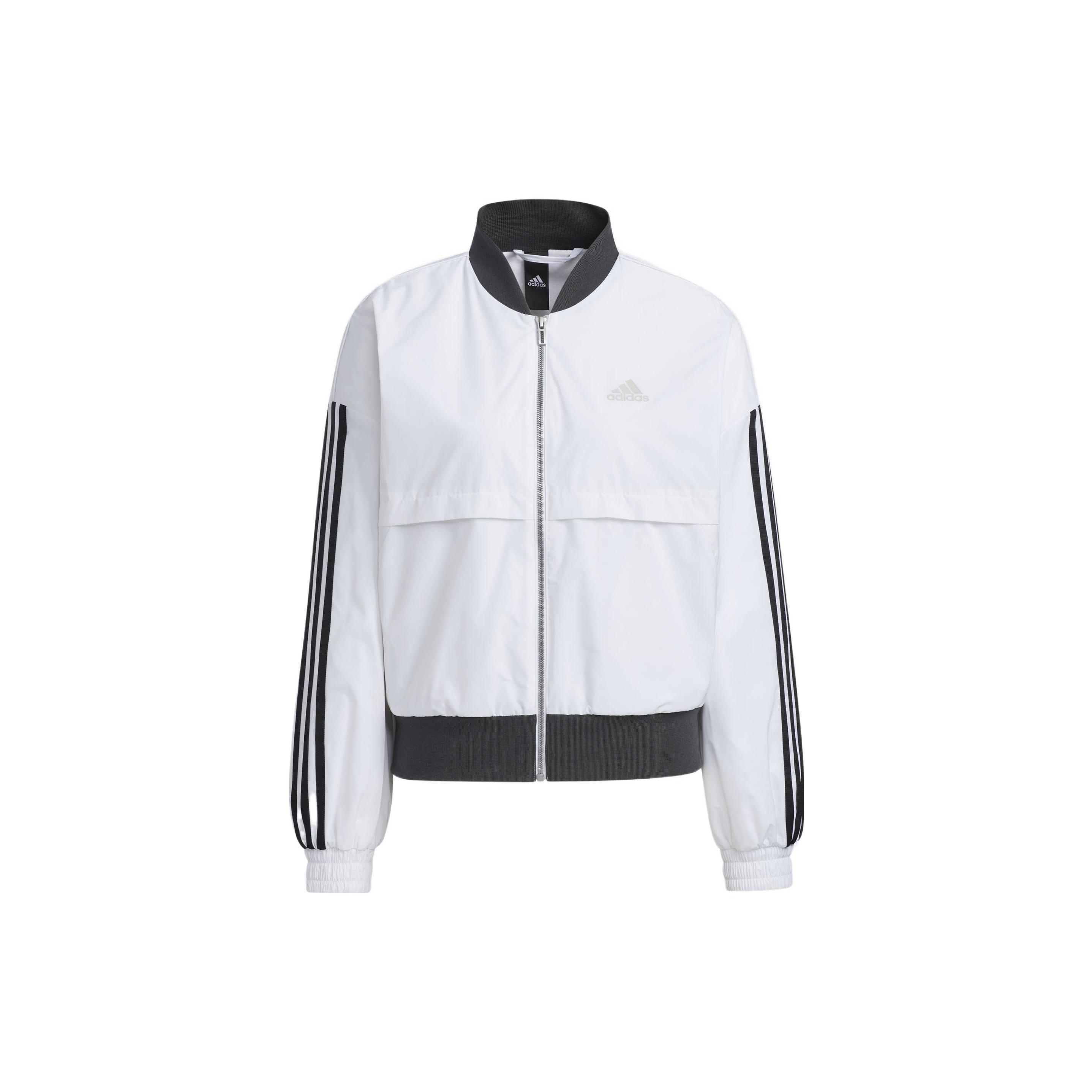 (WMNS) adidas Stripe Colorblock Logo Printing Zipper Casual Long Sleeves Jacket White Women s H09760 XXL