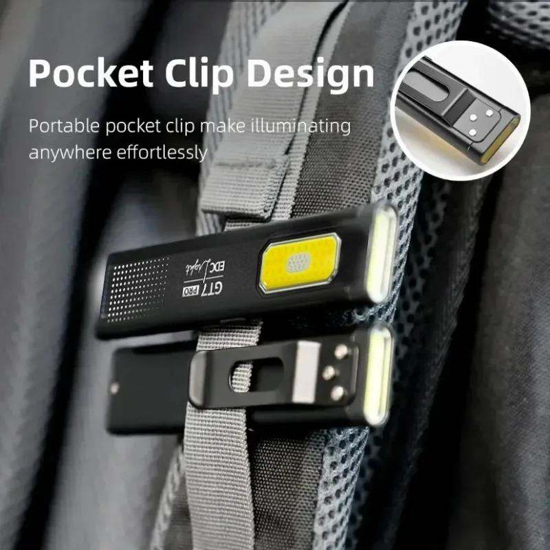 Magnetic Work Light 5 Light Modes 32g Ultra Lightweight EDC Portable Clip On ST7 PRO Flashlight for Outdoor Repair with Silicone Switch Magnetic Base