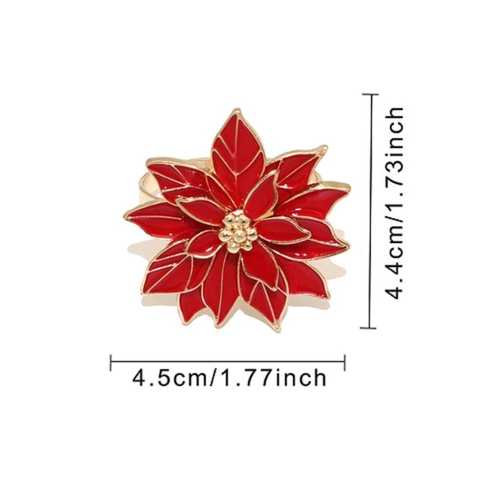 

6pcs Christmas Flowers Napkin Rings Alloy Table Decoration Holders For Holiday Wedding Anniversary Dinner China Mainland