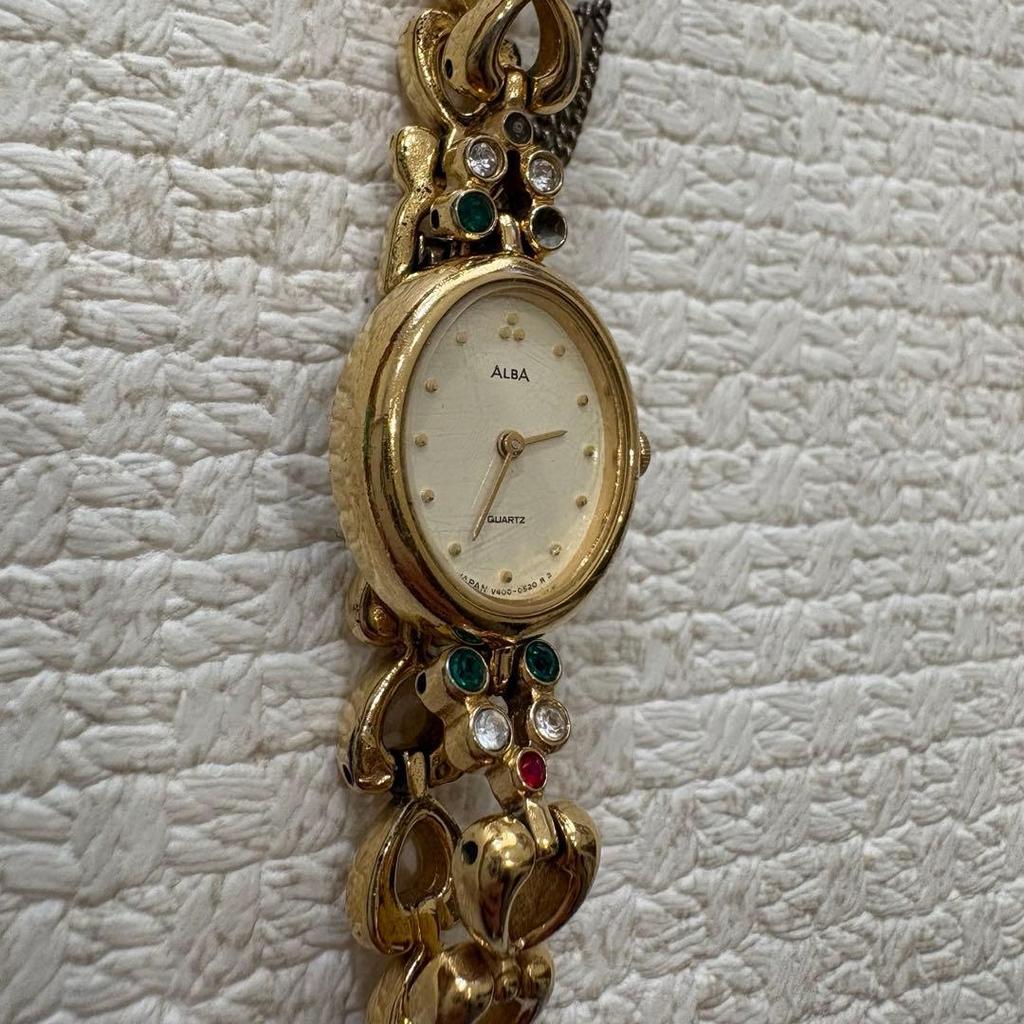 Used ALBA V400-0520 Jewelry Watch Gold Color