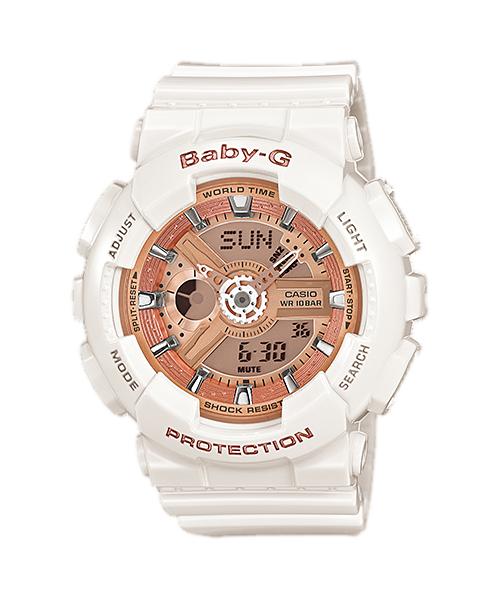 

Casio G-SHOCK Men s Resin 100M Water Resistant Analog Shock Resistant Quartz Watch BA-110-7A1 белый