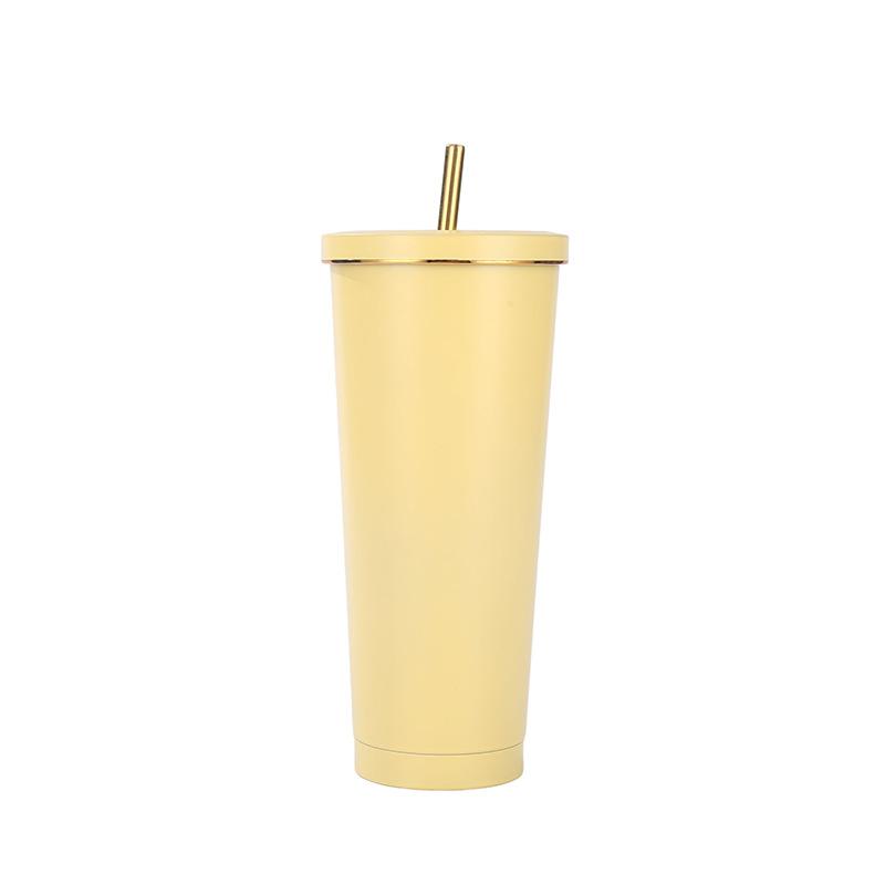 500/750ml Stainless Steel Mug with Straw Reusable Flask Metal Coffee Milk Water Bottle Office Portable Large Capacity Thermos