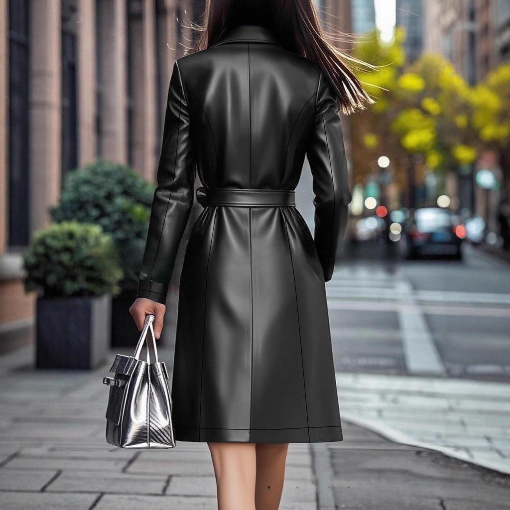 New Style Loose Fitting Slimming Women's Waist Belt Mid Length Jacket