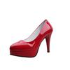 Neue modische Damen-High-Heels wasserdicht Tisch Dünn-Absatz Einzelne Schuhe Lackleder Runde Spitze Übergröße Arbeit Damen Einzelne Schuhe