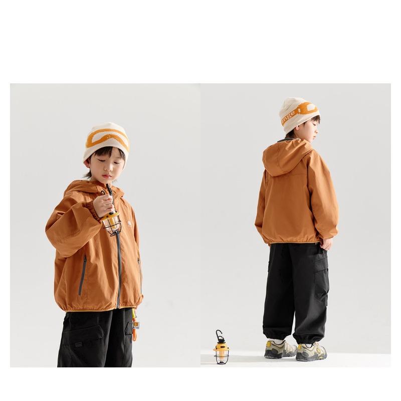 Kids Waterproof Hooded Long Sleeve Outdoor Jacket For Boys