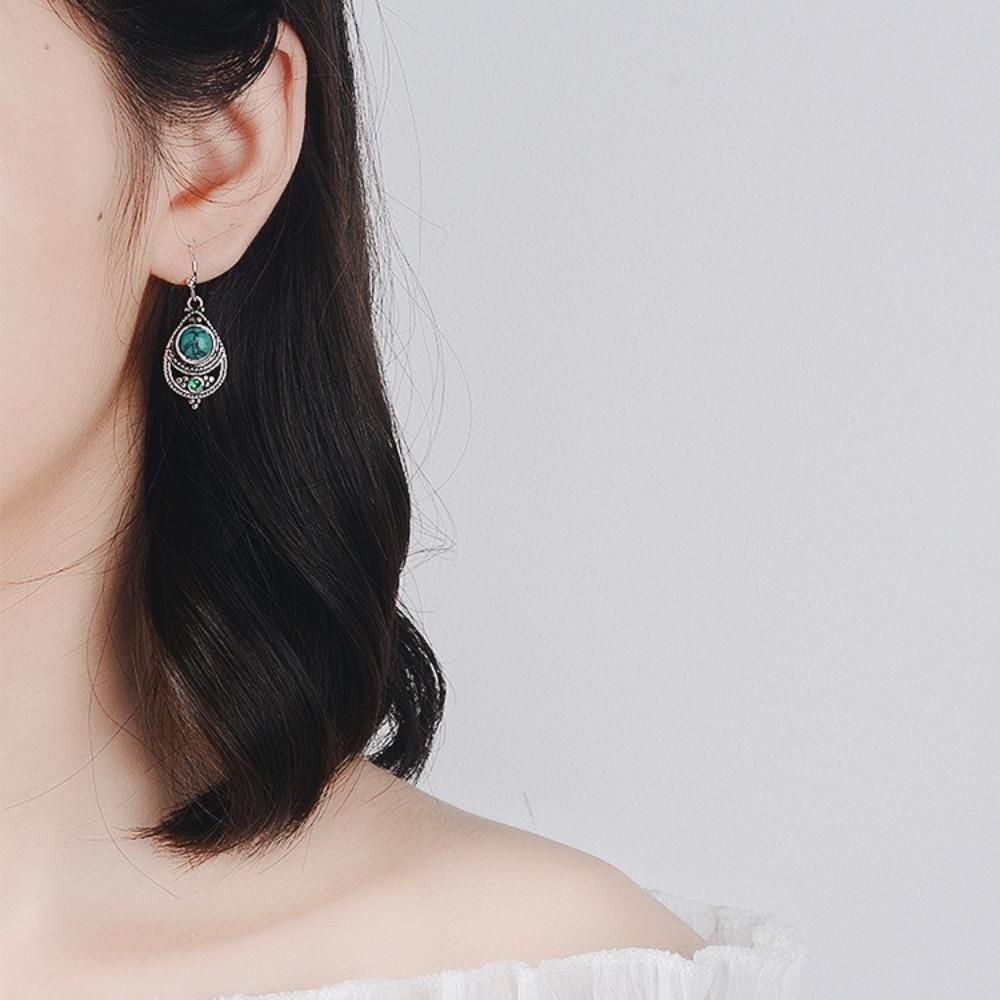 Vintage Turquoise Earrings Boho Silver Dangle Earrings Fashion Jewelry for Women