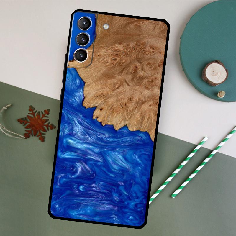 Wood Resin Pattern Phone Case For Samsung Galaxy S25 S20 S21 S22 S23 S24 S26 Ultra S10 Plus S25 FE Back Cover