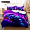 Sport Racing Car Duvet Cover Set Blue Race Car Bedding Set Full Size Boys Blue Flame Extreme Speed Sports Car Comforter Cover