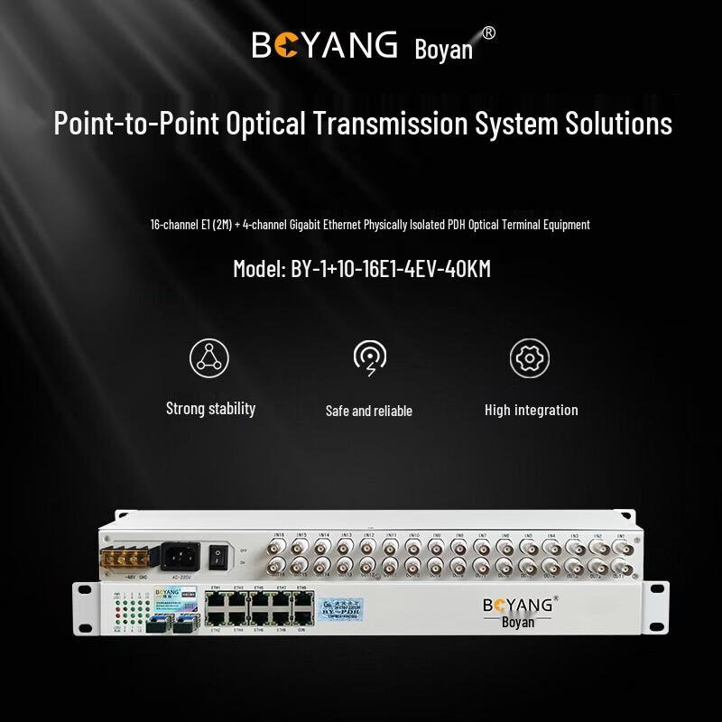 Boyang PDH Optical Transceiver 16E1+4FE, SFP 1+1 Protection, 40KM Single Fiber LC