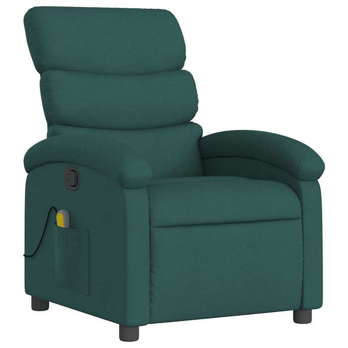 VidaXL Fauteuil de massage inclinable Vert foncé Tissu 371707