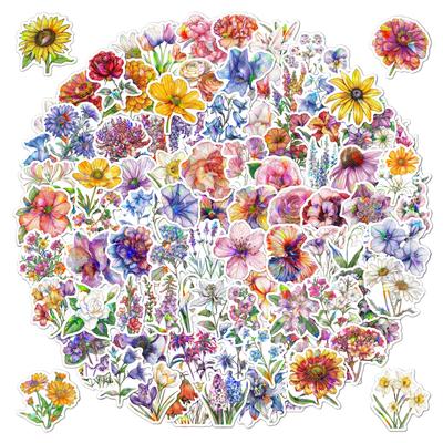 Flower Stickers 100 Laser Shiny Mobile Phone Kindle Waterproof Vinyl Vinyl Stickers