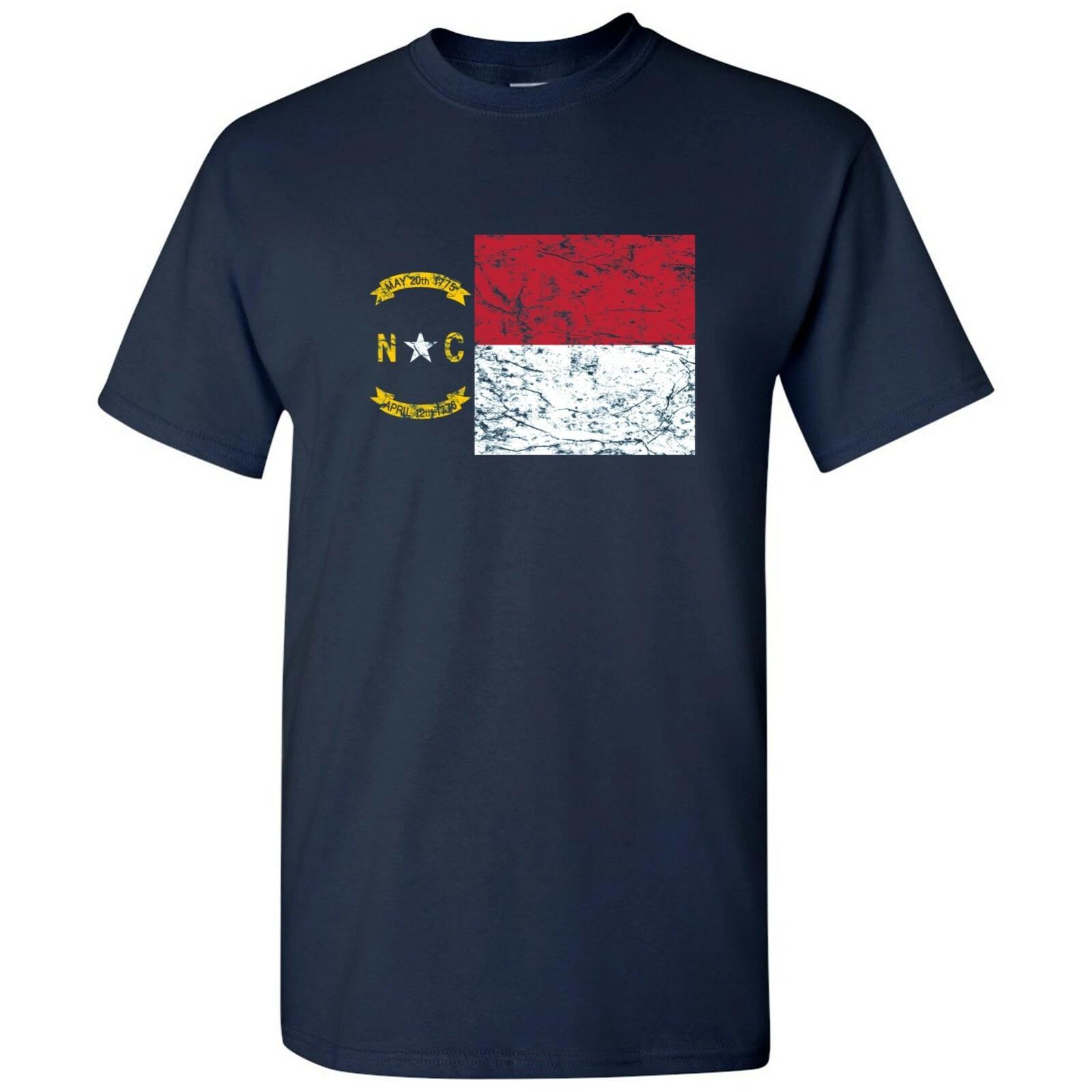 North Carolina State Flag - Hometown Pride Souvenir Basic Cotton T-Shirt - Navy XL