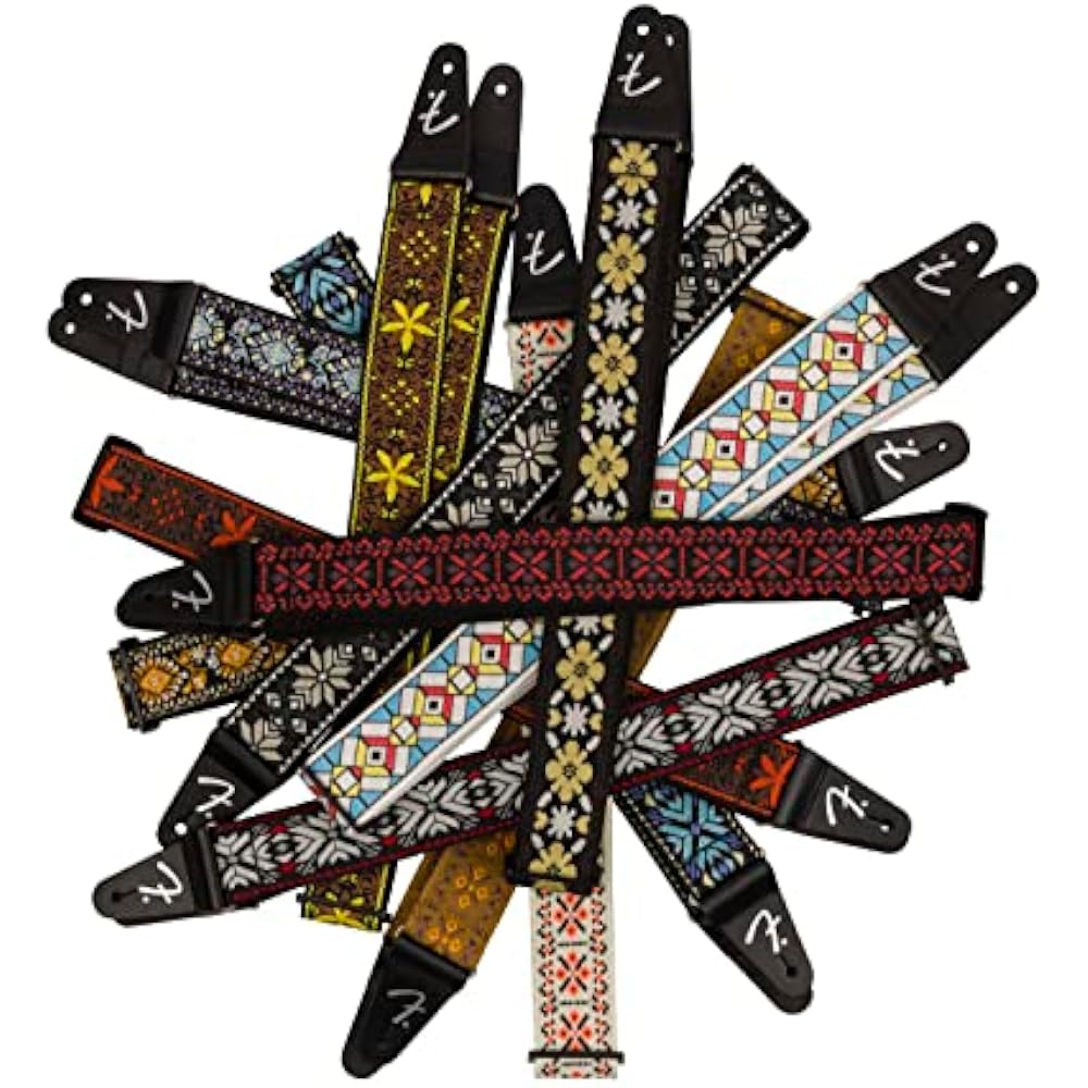 Fender Canadian Musical Instrument Strap Pasadena Woven Strap, Yellow Lotus, 2"