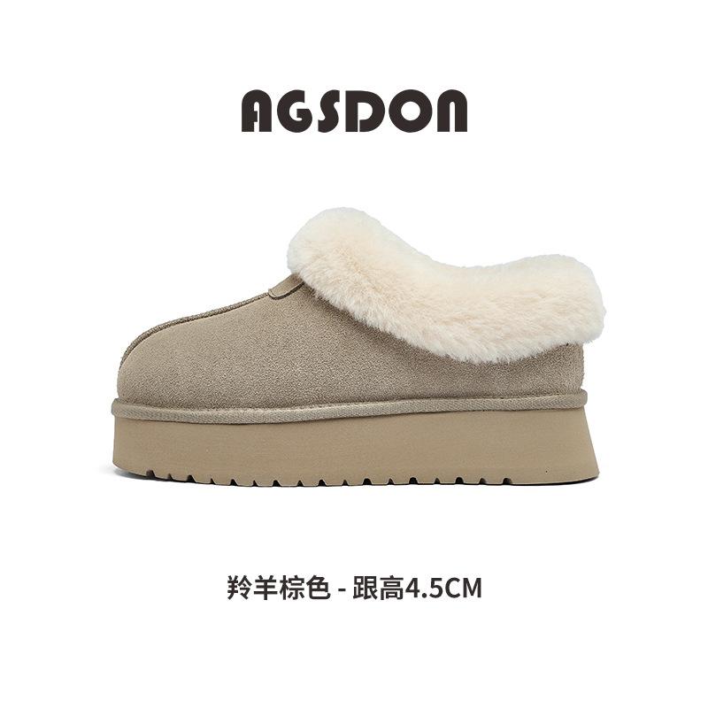 Augustus Snow Boots Women's 2025 Autumn and Winter New Thick-soled Mao Mao Shoes One Pedal Fleece Thickened Fashion Short Boots