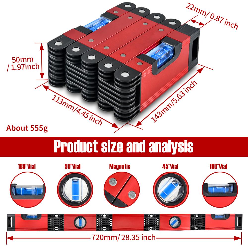 Magnetic Level Tool Foldable Level Ruler Precise Protractor Mini Spirit Leveler Angle Finder Construction Woodworking Measure
