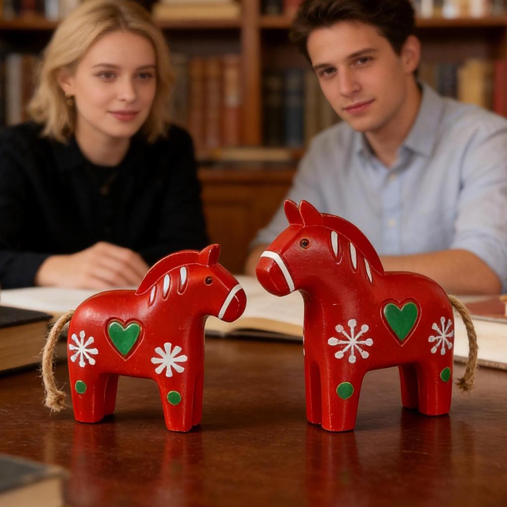 2026 Pony Ornament 2 Pieces Resin Painted Pony Decorative Table Figurine Little Horse Ornament For Home Living Room Bedroom