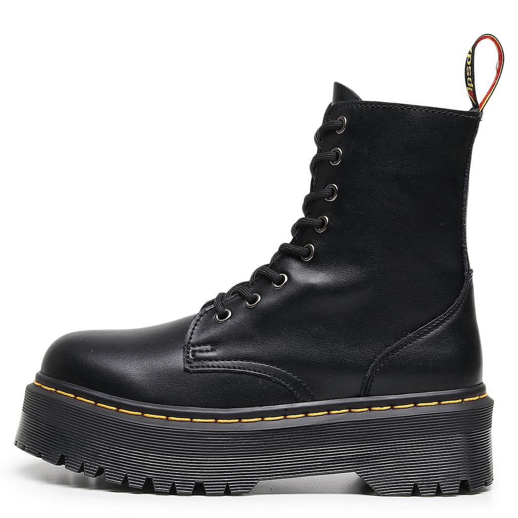 Μπότες ατμομηχανής 8 τρυπών με χοντρή σόλα 1460 με πλαϊνό φερμουάρ Βρετανικές γυναικείες κοντές μπότες σόλα "muffin" μαλακό δέρμα μπότες εργασίας