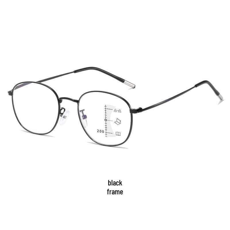 Ultralight Metal Progressive Multifocal Anti-Blue Light Full-Rim Reading Glasses