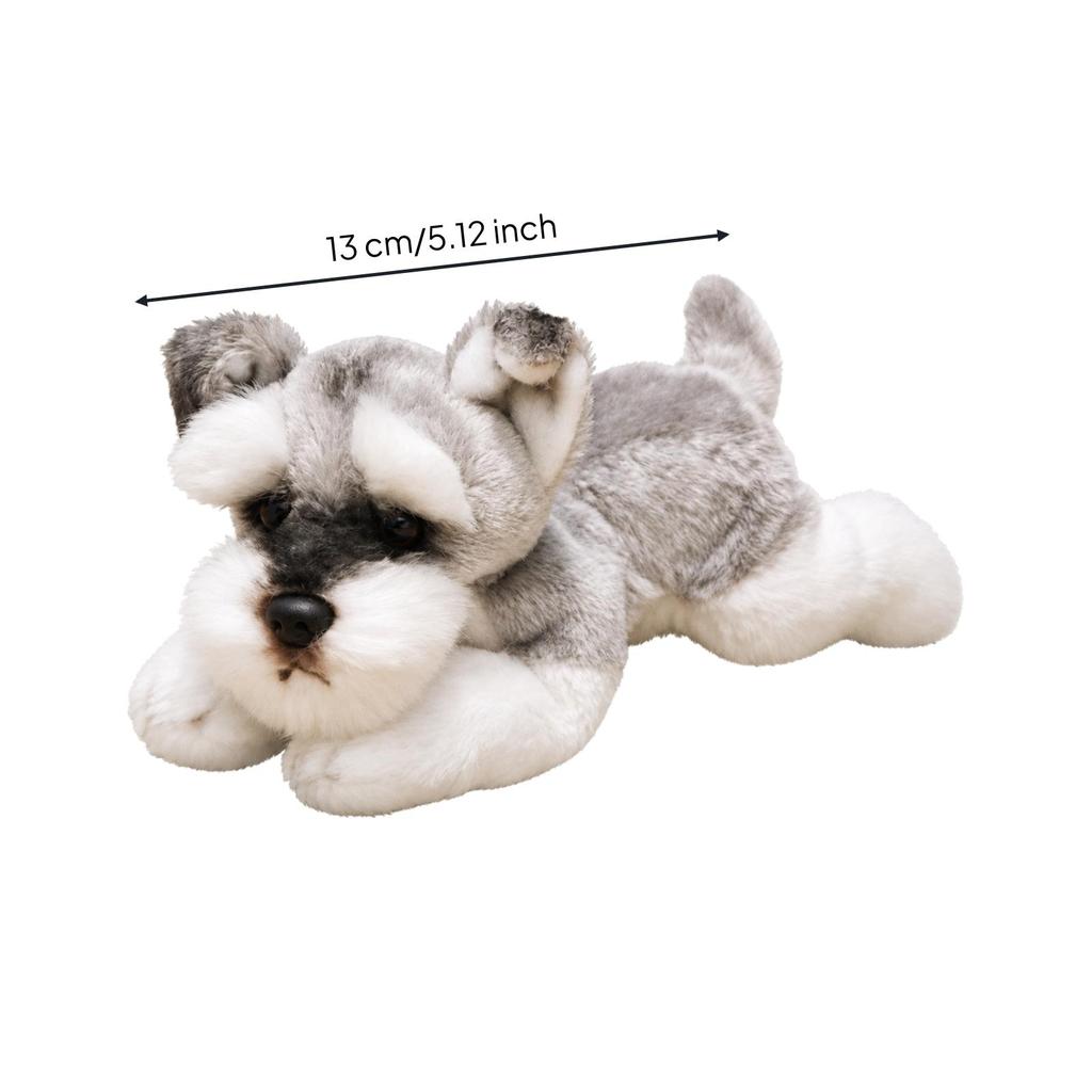 Liegender Schnauzer Plüschtier Stofftier Kuschelhund mit Schlappohren für Kinder,