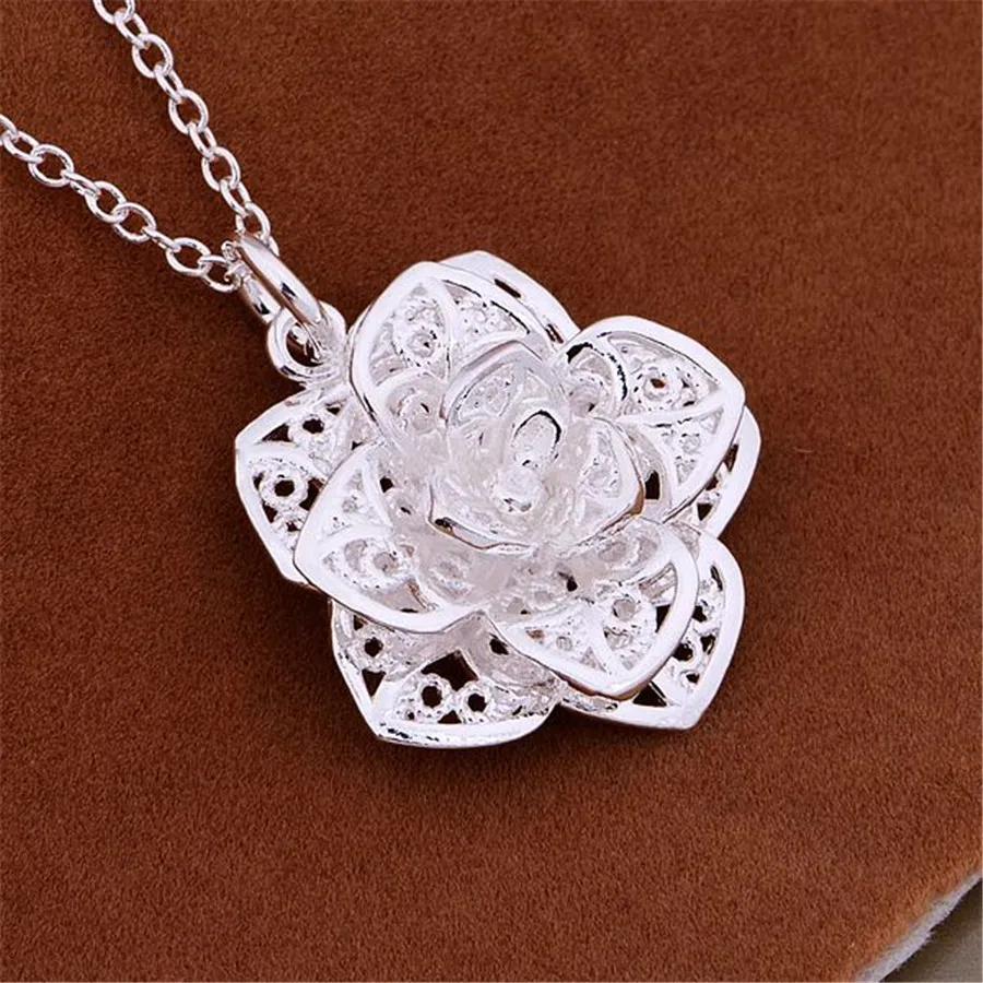45CM Copper Necklace Charms Pretty Fashion Cute Nice Jewelry Wedding Noble Elegance Women Classic Flower Pendant