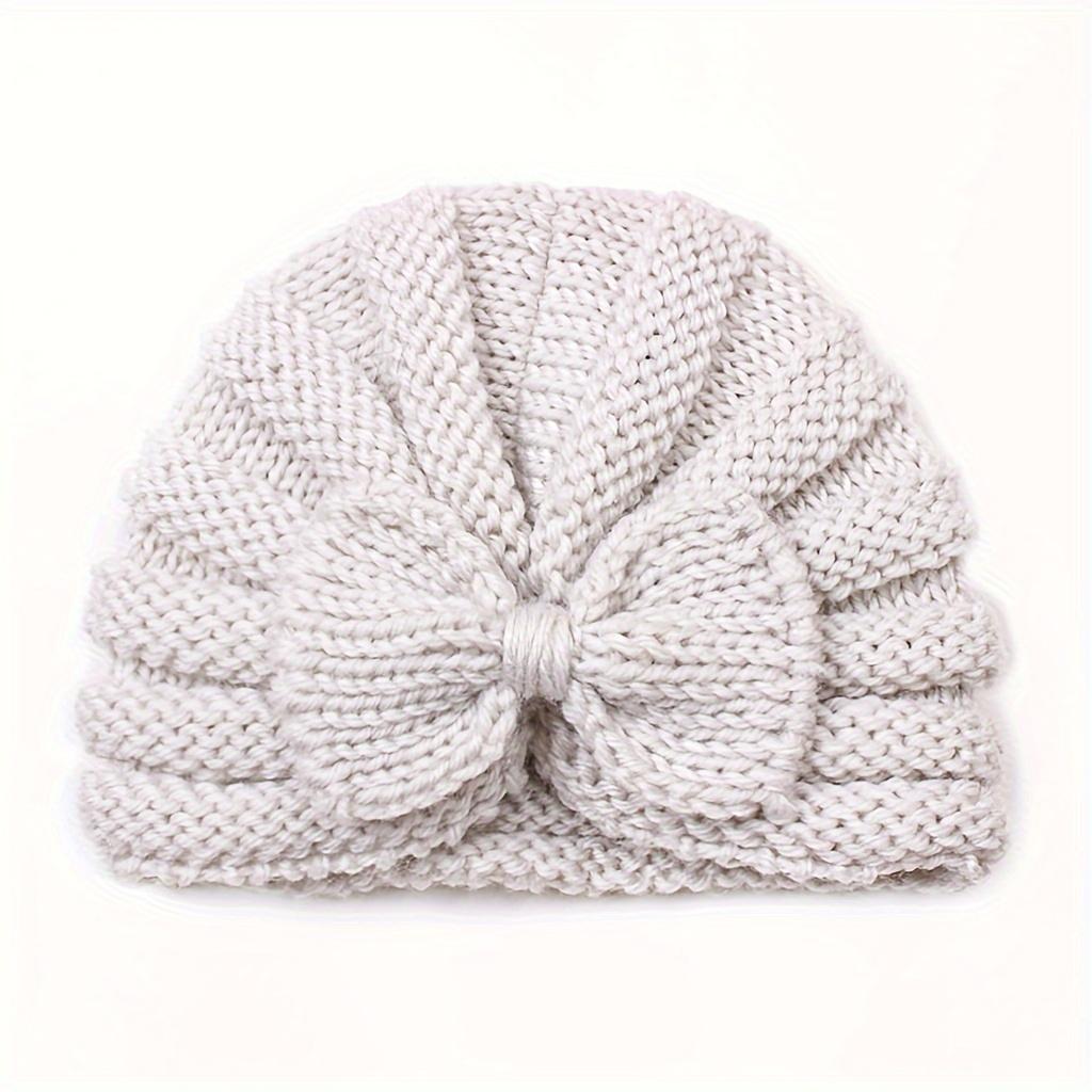 INS Baby Bow Knit Hat - Stretchy Winter Warm Cap with Moisture-Wicking Soft Fleece Yarn for Infants Autumn Winter Daily Birthday