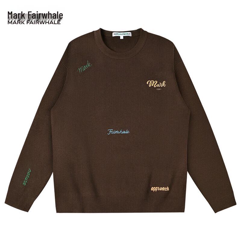Mark Fairwhale Color-Block Embroidered Crewneck Knit Sweater