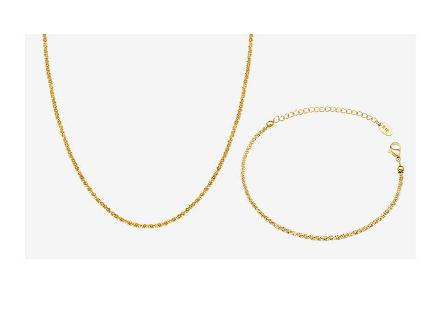 Gypsophila Jewelry Set: Gold-Plated Titanium Steel Chain Bracelet & Chinese Style Necklace for Women