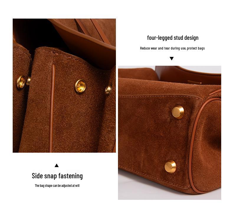 Genuine Leather Crossbody Tote Bag - Large Capacity, Light Luxury Suede Underarm for Women
