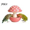 Resin Mushroom Bird Feeder, Spill Proof No Mess Bird Cage Food Bowl, Covered Water Bowl for Budgie Cockatiel Lovebird