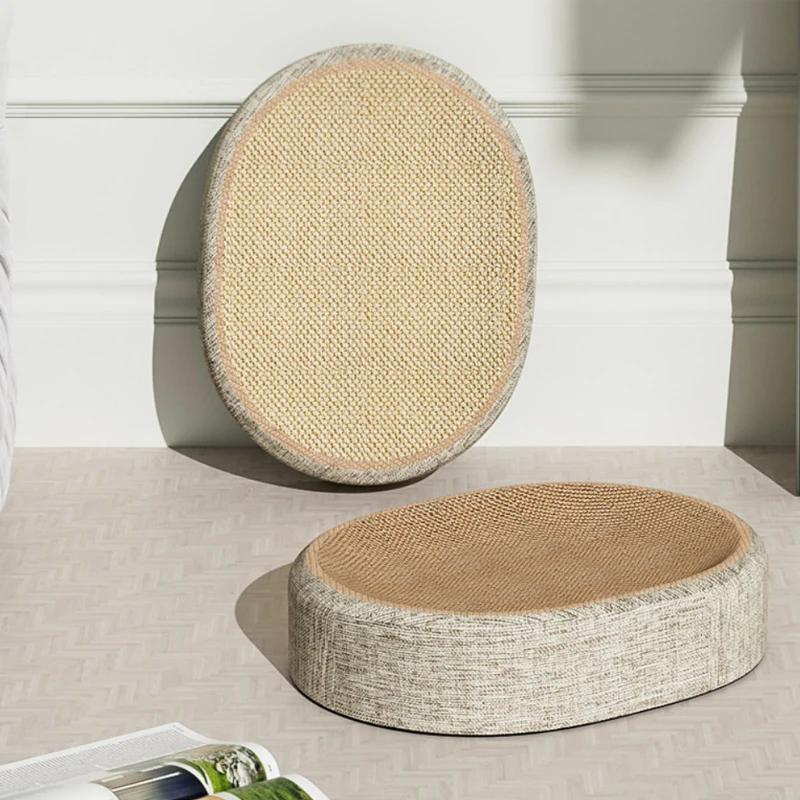 Oval Shaped Scratch Pad For Cats Sisal Scratching Cat Bed Multipurpose Pet Sleeping Mat Wear-Resistant Cat Scratch Bed Nest