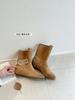 British suede inner heightening short boots women's 2025 new matte cowboy boots French retro sleeve knight boots