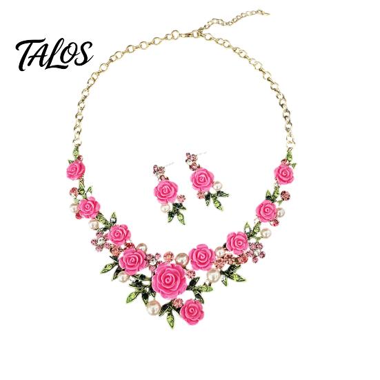 Necklace And Earrings Set 1 Camellia Choker Earrings, Faux Pearl Rhinestone Luxury Jewelry Elegant Flower for Women Daily Wear Party Date High-quality