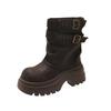 Maillard mid-tube cowboy knight boots women's 2025 autumn new small thick-soled heightened trousers Martin boots