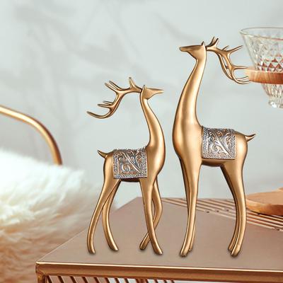 2 Pcs Deer Skulpturen Dekorative Figuren Moderne Kreative Tier Statuen Tabletop Ornamente für