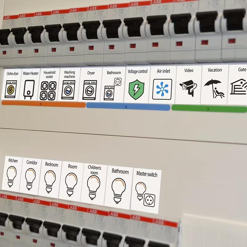 Decorative Electric Breaker Panel Label Sticker Waterproof 1/2/5 Sheets UV Proof for Home Office Electrical Panel Decoration