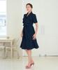 L By L Navy Frill Collar Belted Dress