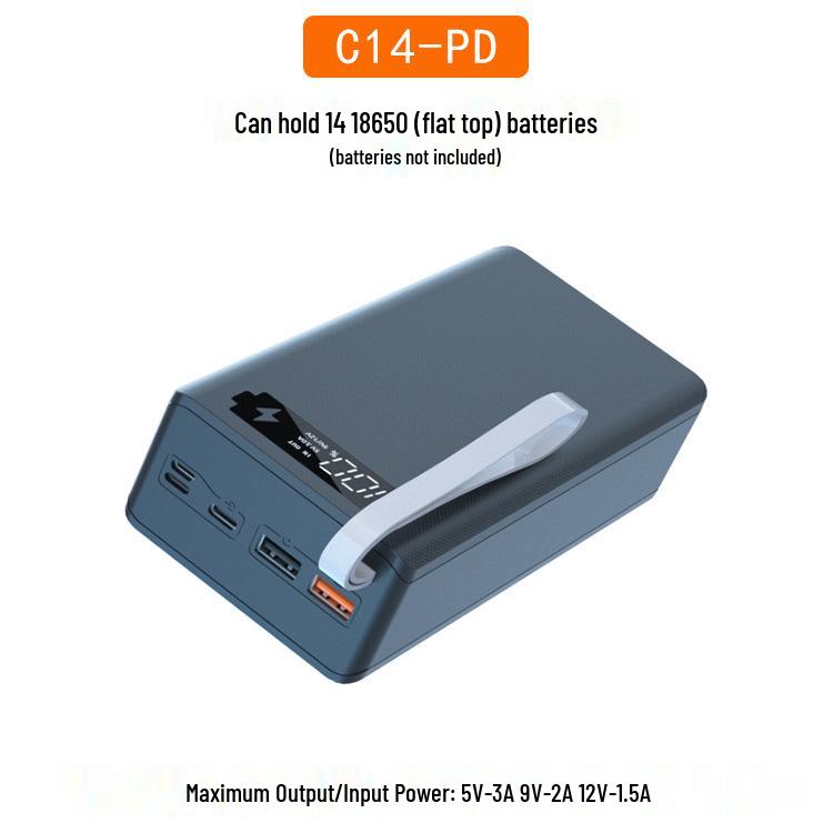 14-Section 18650 Battery Power Bank Kit, DIY Fast-Charging Shell