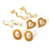 Gold-plated Heart Pearl Stud Earrings, Instagram Style French High-end Gold Snake Titanium Steel Earrings for Women